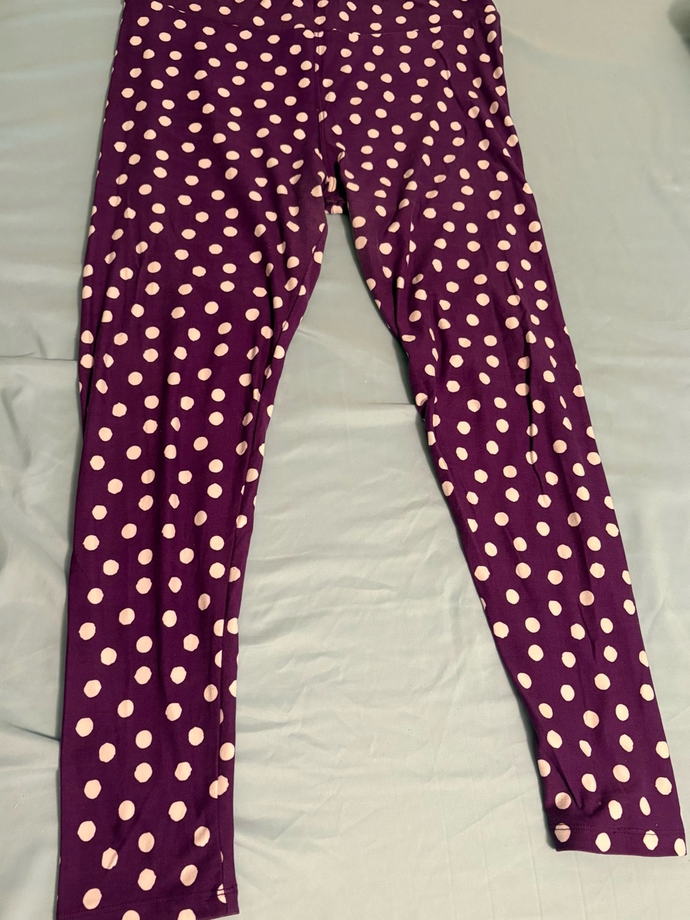 LuLaRoe Purple Leggings with White Polka Dots